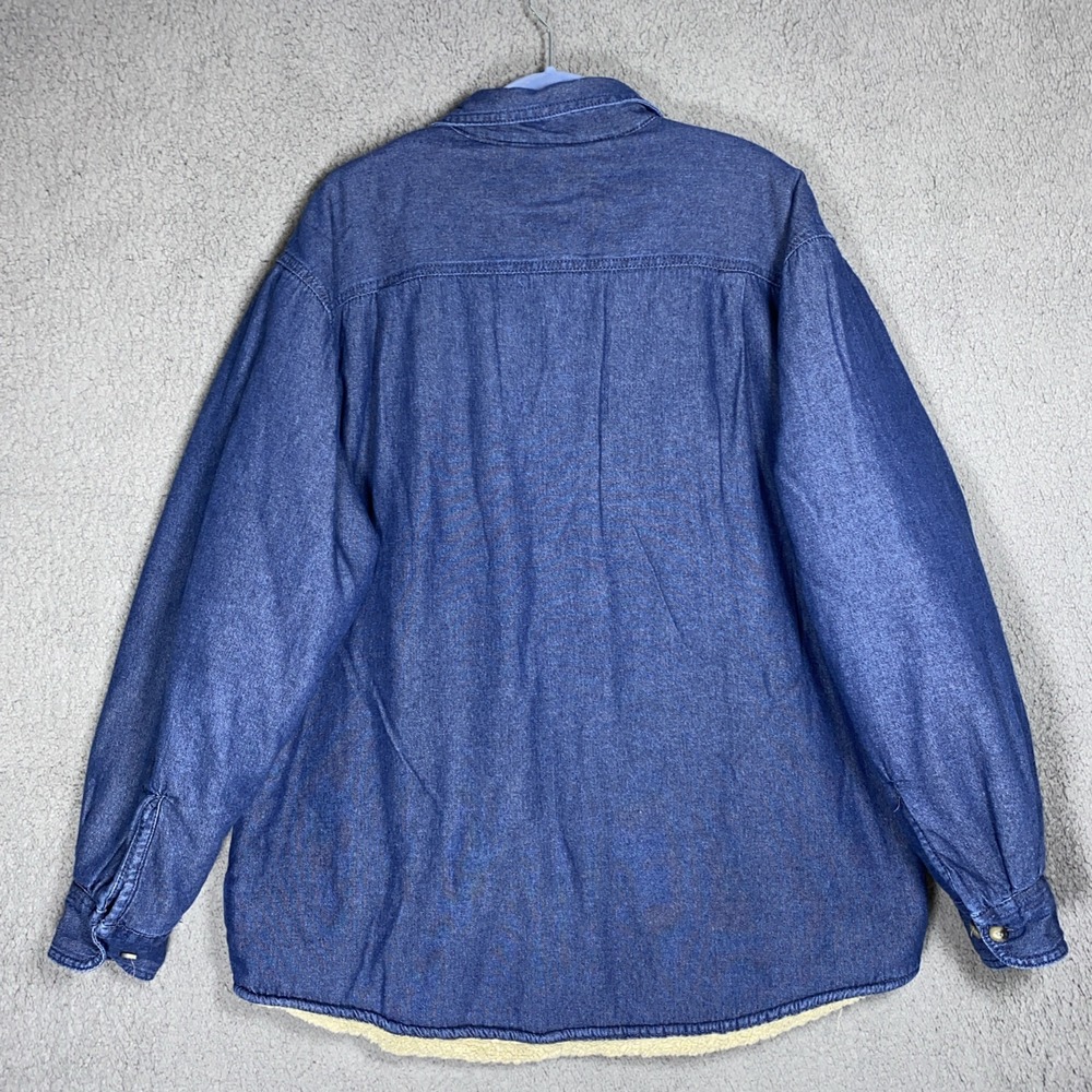 Wrangler Men's Sz L Workwear Denim Sherpa Lined Insulate Shirt Jacket Shacket - Picture 2 of 7